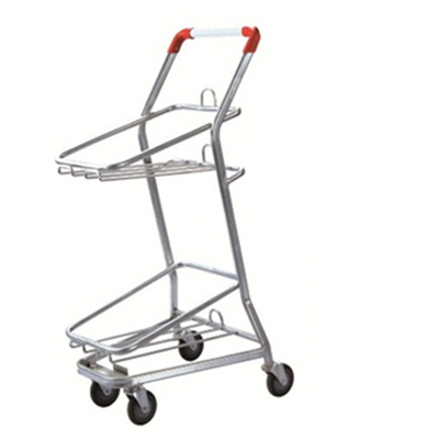 Steel Powder Coating Double Baskets Shopping Trolley Cart Handing Basket Trolleys