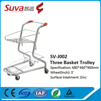 Steel Powder Coating Double Baskets Shopping Trolley Cart Handing Basket Trolleys