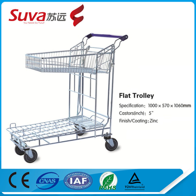 Steel Powder Coating Double Baskets Shopping Trolley Cart Handing Basket Trolleys