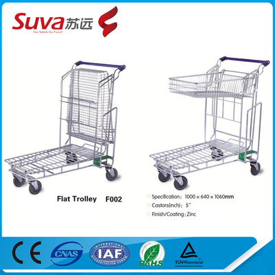 Steel Powder Coating Double Baskets Shopping Trolley Cart Handing Basket Trolleys