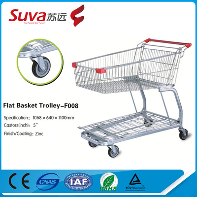 Steel Powder Coating Double Baskets Shopping Trolley Cart Handing Basket Trolleys