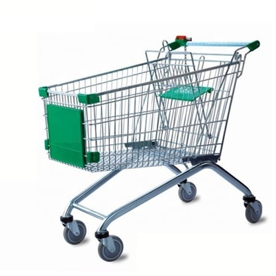 4つの車輪が付いているヨーロッパ式のスーパーマーケットの金属線の食料品の買い物のトロリー カート