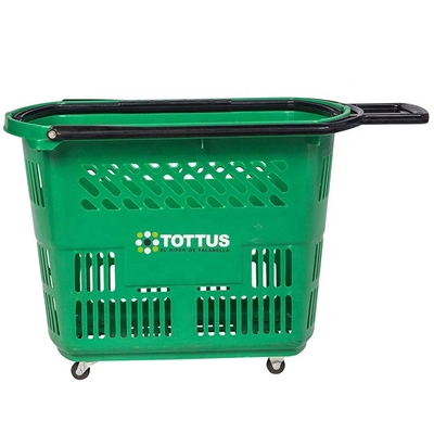 大容量のスーパーマーケットの車輪が付いているプラスチック食料雑貨品店の買物かご