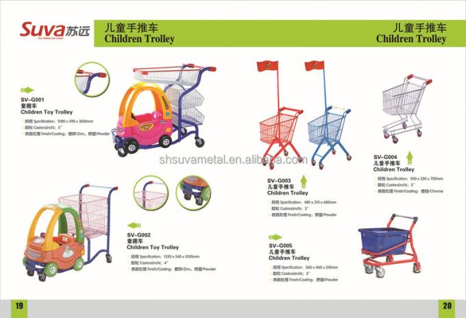 新しいハンドルのショッピング鋼鉄トロリー赤ん坊は子供の買物車のトロリーをからかう